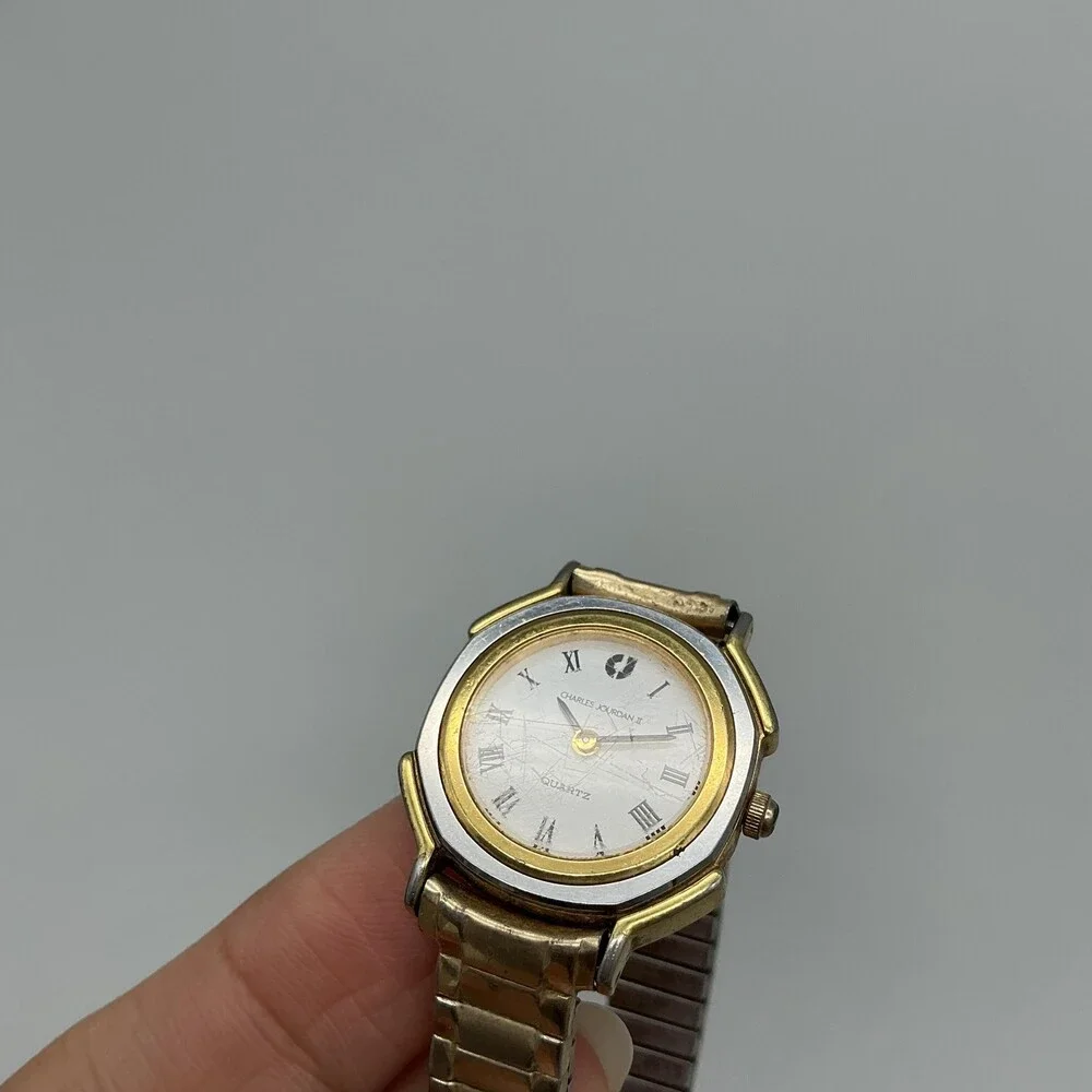Charles Jourdan II Womens Watch 23mm White Dial Two Tone Stretch New Battery